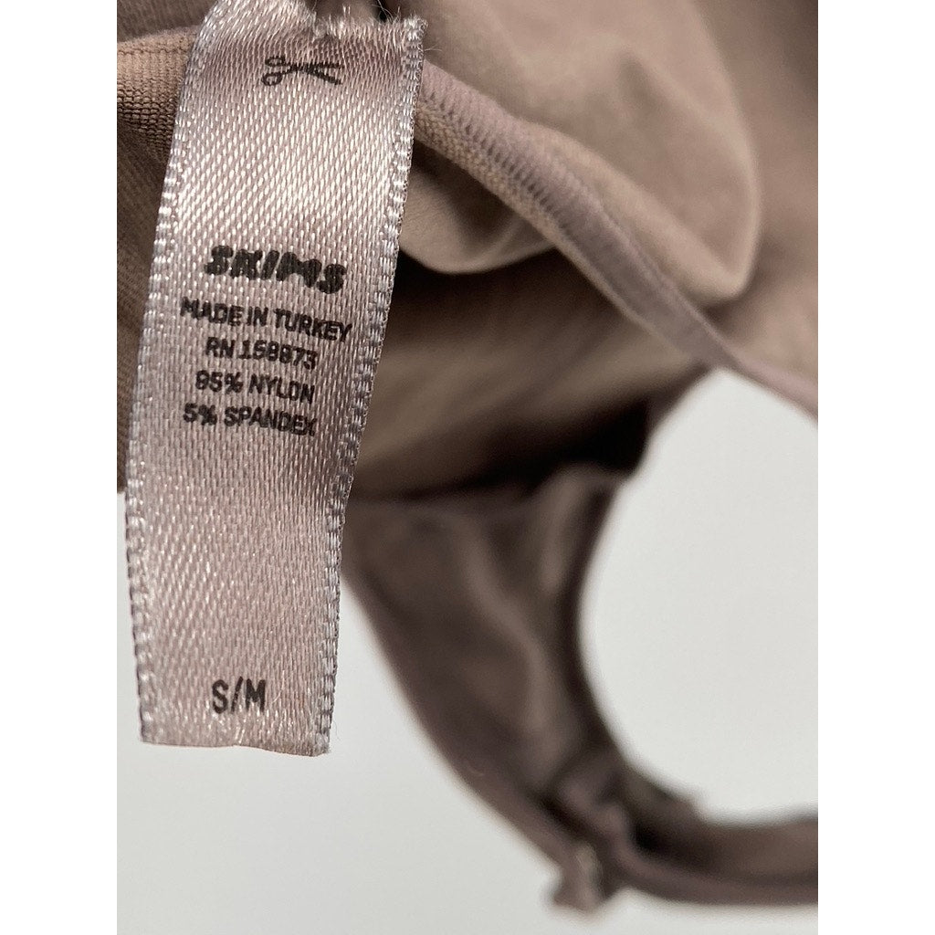 SKIMS Women's Beige High-Neck Sleeveless Seamless Thong Bodysuit SZ S
