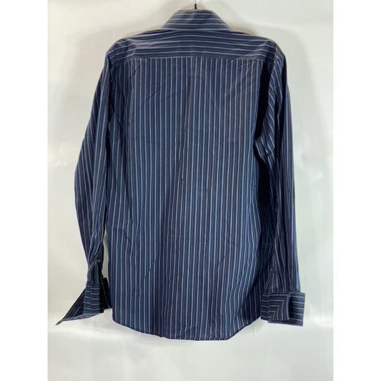 BANANA REPUBLIC Men's Black/Blue Pinstripe Button-Up Long Sleeve Shirt SZ15/15.5