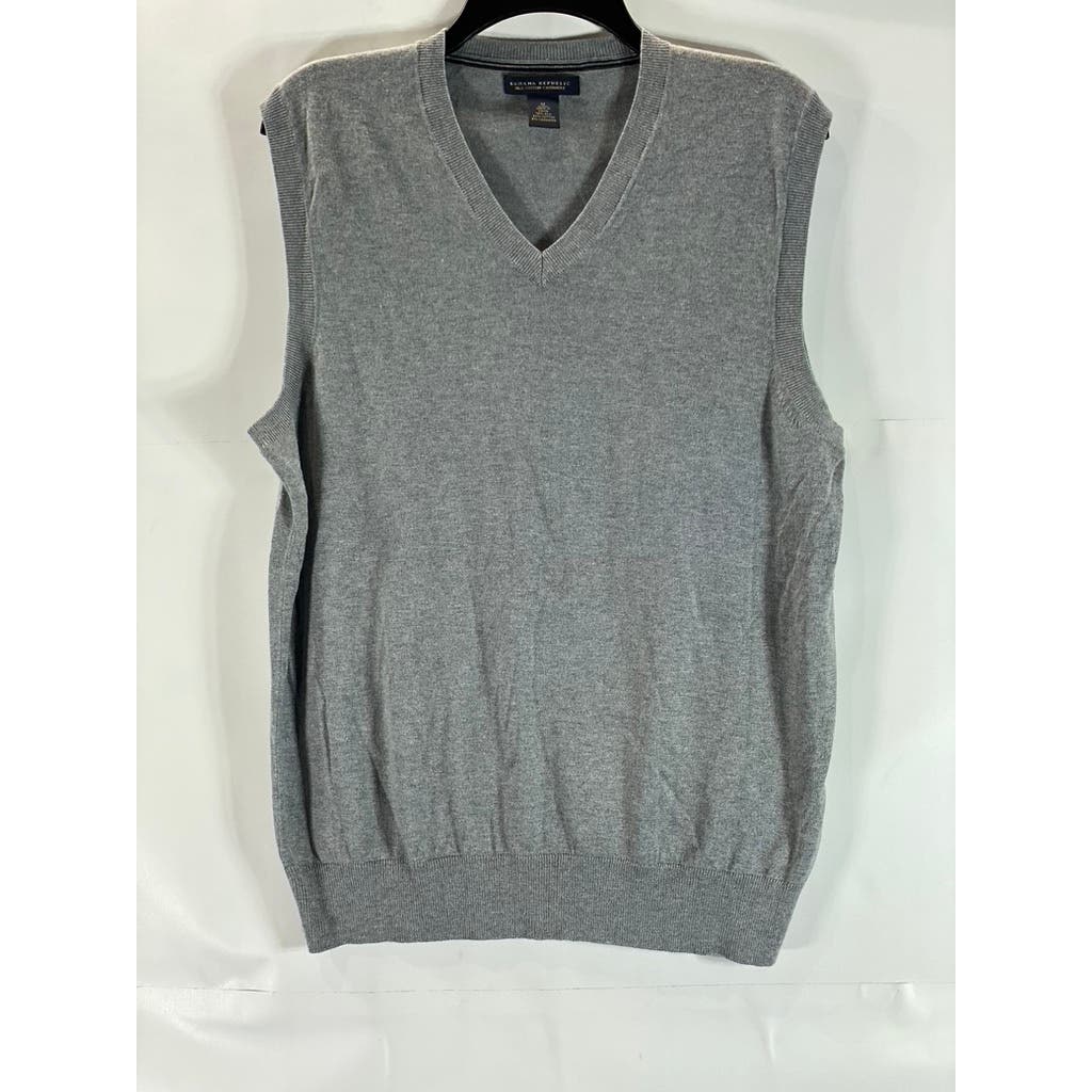 BANANA REPUBLIC Men's Gray Silk/Cotton/Cashmere V-Neck Sweater Vest SZ M