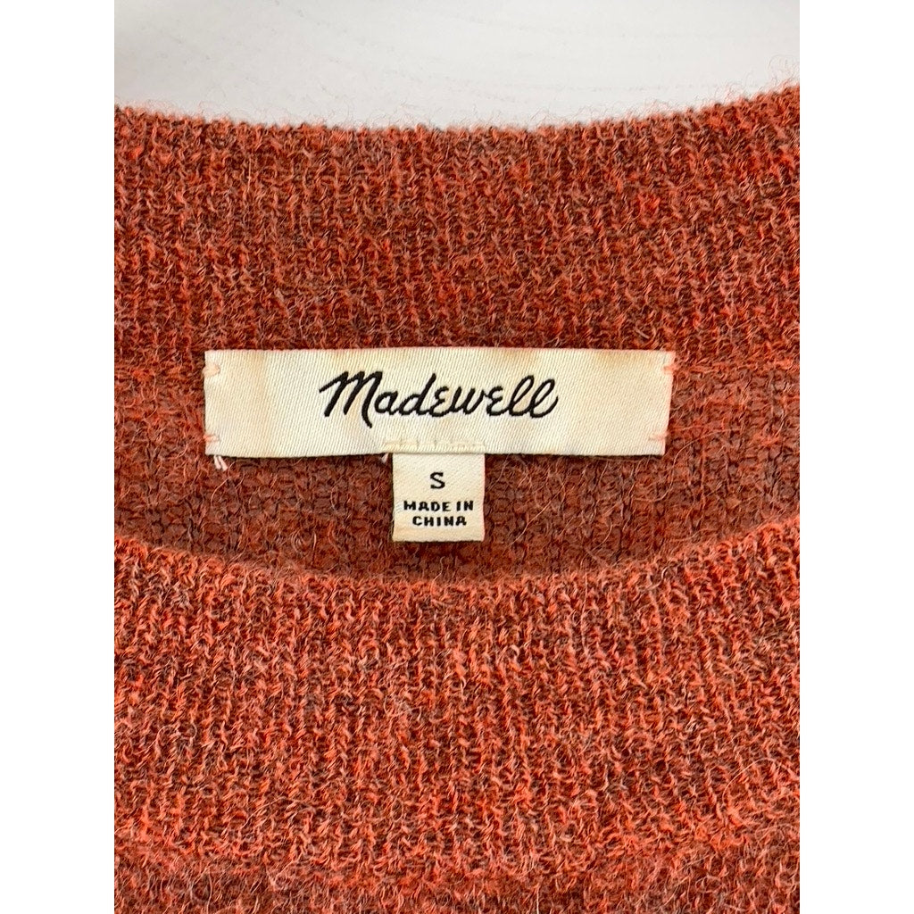MADEWELL Women's Heather Brick Elliston Crewneck Crop Pullover Sweater SZ S