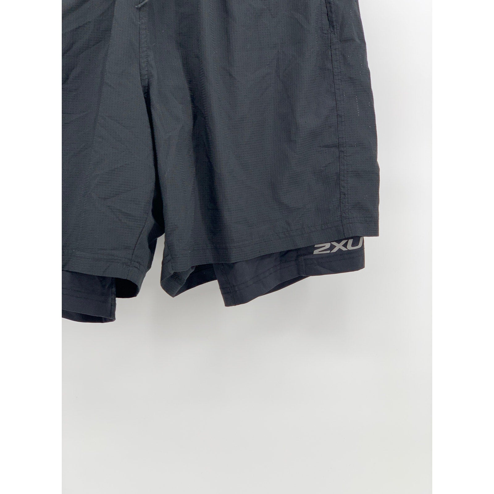 2XU Men's Black 2-IN-1 Compression Running Drawstring Pull-On Shorts SZ L