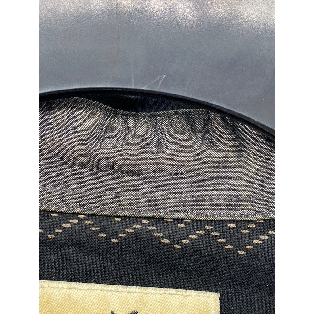 AMERICAN EAGLE Men's Black-Beige Printed Classic-Fit Button-Up Shirt SZ M