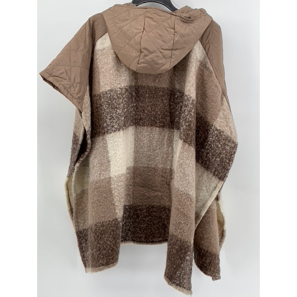 Brown Striped Zip-up Poncho Style Cover-up SZ XL