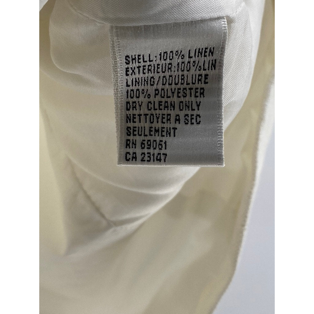 TALBOTS Women's Petite White Linen Button-Up V-Neck Lightweight Vest Top SZ 6P