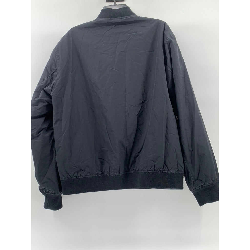 UNBRANDED Men's Navy Blue Mandarin Collar Long Sleeve Zip-Up Jacket SZ 2XL