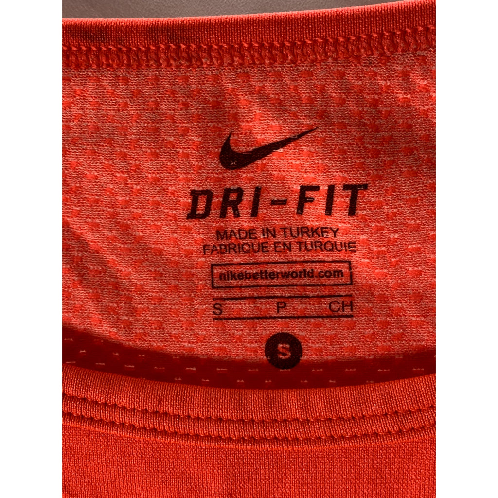 NIKE Women's Neon Orange Boatneck Knit Epic Dri-Fit Long Sleeve Training Top SZS