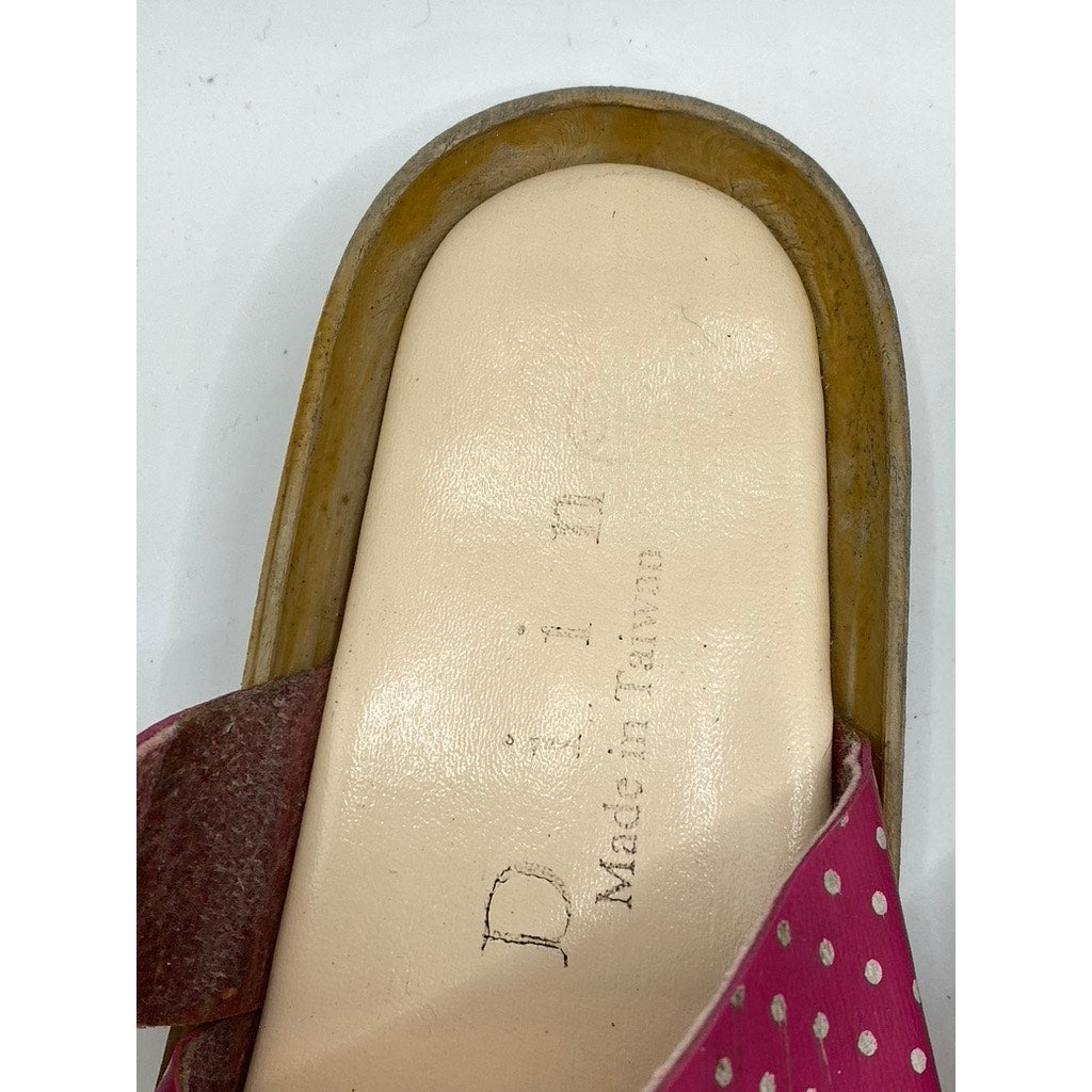 DIIN Women's Pink-White Polka Dot Slide Casual Sandals SZ 36(US6)