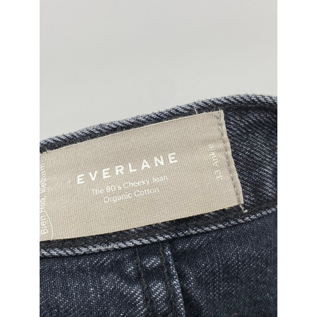 EVERLANE Women's Black Denim The Curvy 90's Cheeky Straight Ankle Jean SZ 33