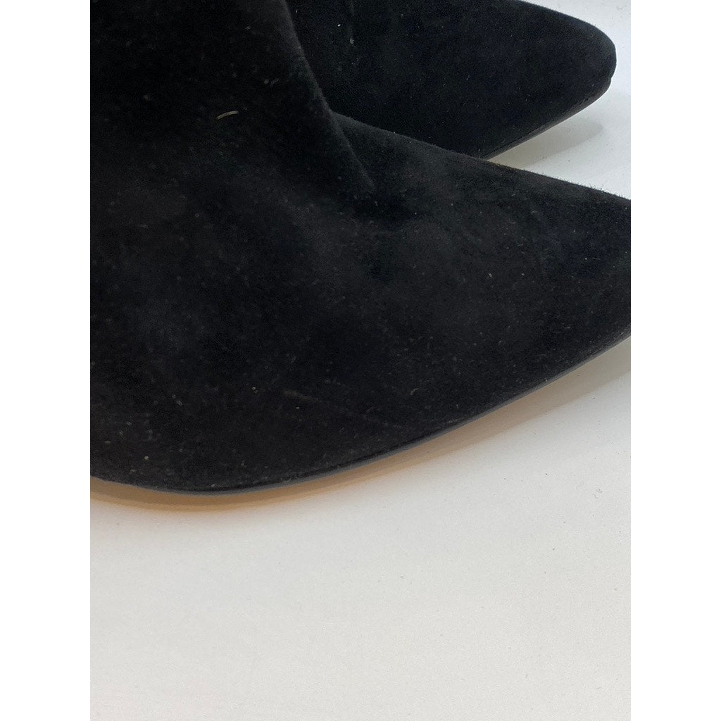 COLE HAAN Women's Black Suede Pointed-Toe Wedge Ankle Bootie SZ 8.5