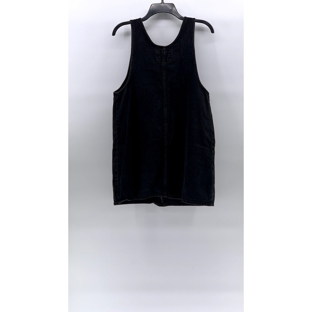 FOREVER 21 Women's Black Denim Zip-Up Sleeveless Scoop-Neck Mini Dress SZ M