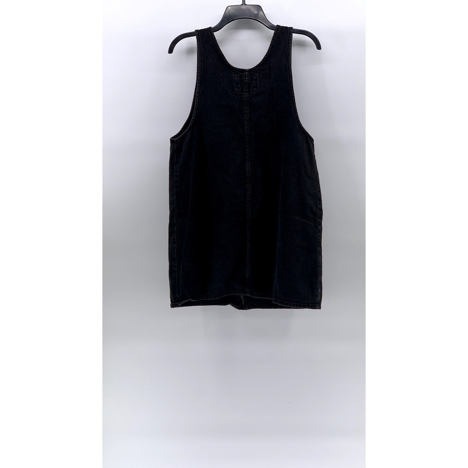FOREVER 21 Women's Black Denim Zip-Up Sleeveless Scoop-Neck Mini Dress SZ M
