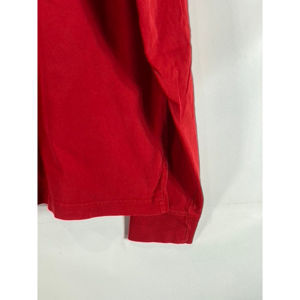 ABERCROMBIE & FITCH Men's Red Crewneck Logo Muscle Long Sleeve Shirt SZ XL