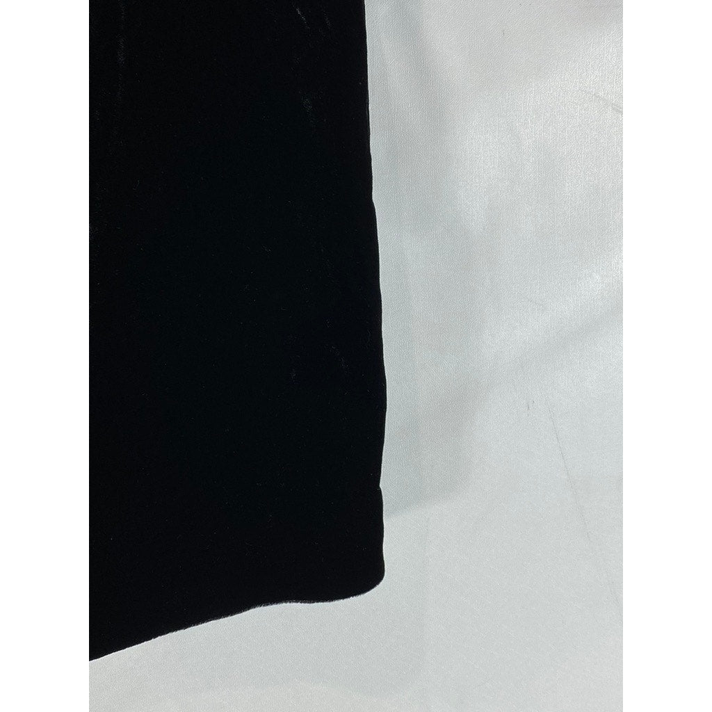 COS Women's Black Mulberry Silk-Mix Draped Roll-Neck Short Sleeve Velvet Top SZ4