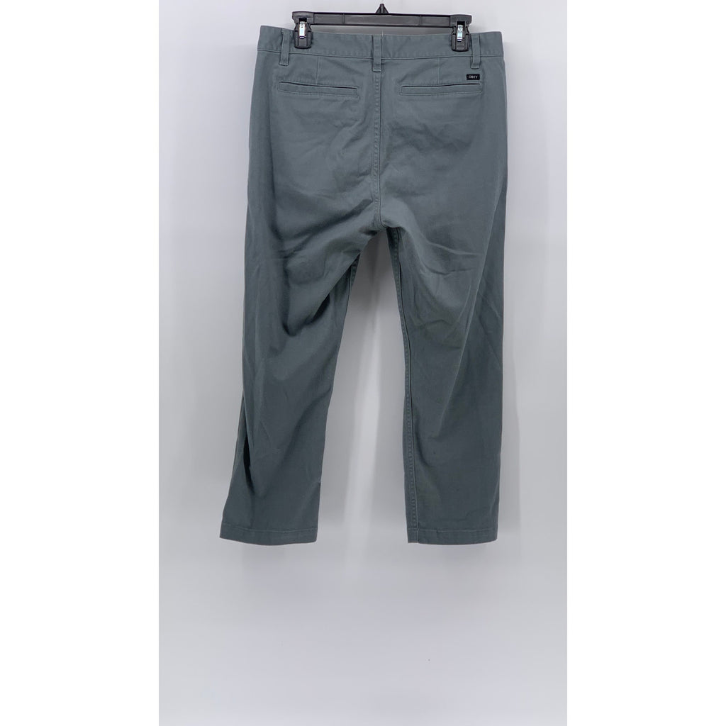 OBEY Men's Gray Solid Regular-Fit Tapered Leg Chino Pants SZ 32