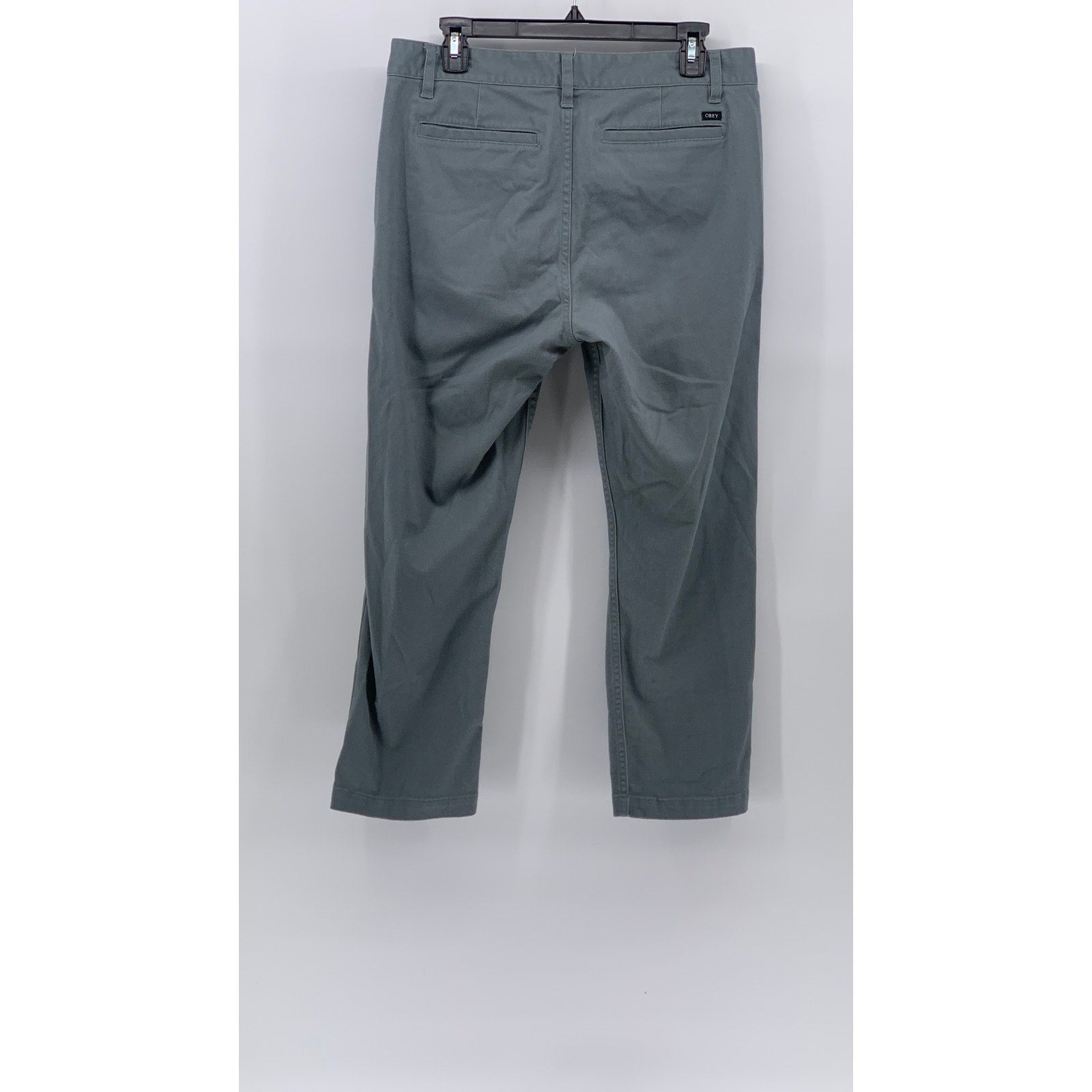 OBEY Men's Gray Solid Regular-Fit Tapered Leg Chino Pants SZ 32