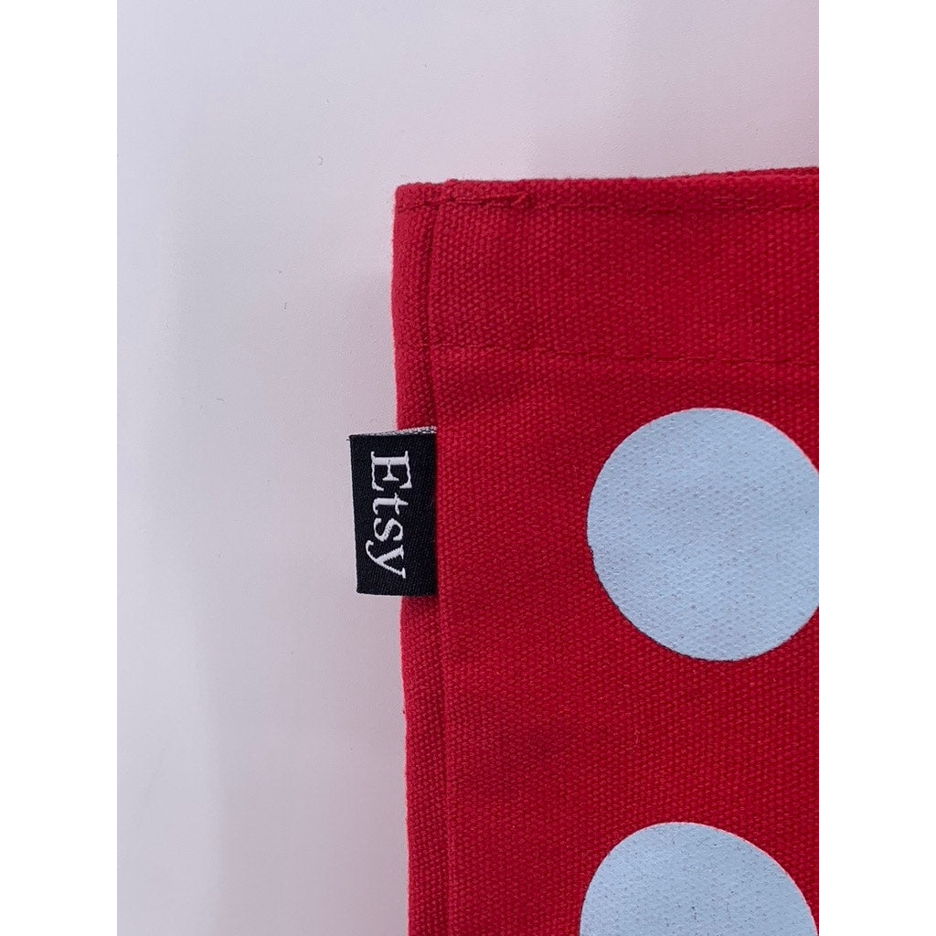 ETSY Red-Blue Polka Dot Brooklyn Canvas Tote Bag