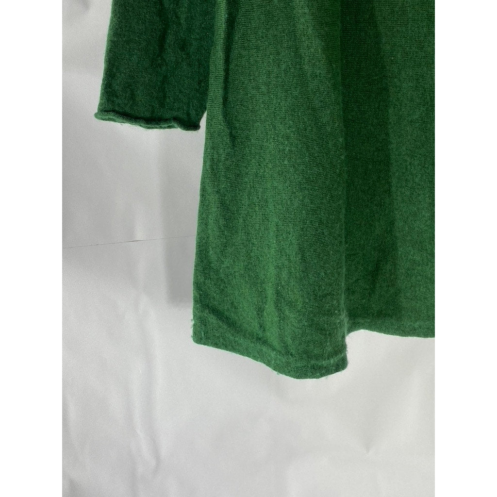 UNBRANDED Women’s Dark Green Tencell-Merino Wool Turtleneck Pullover Sweater SZM