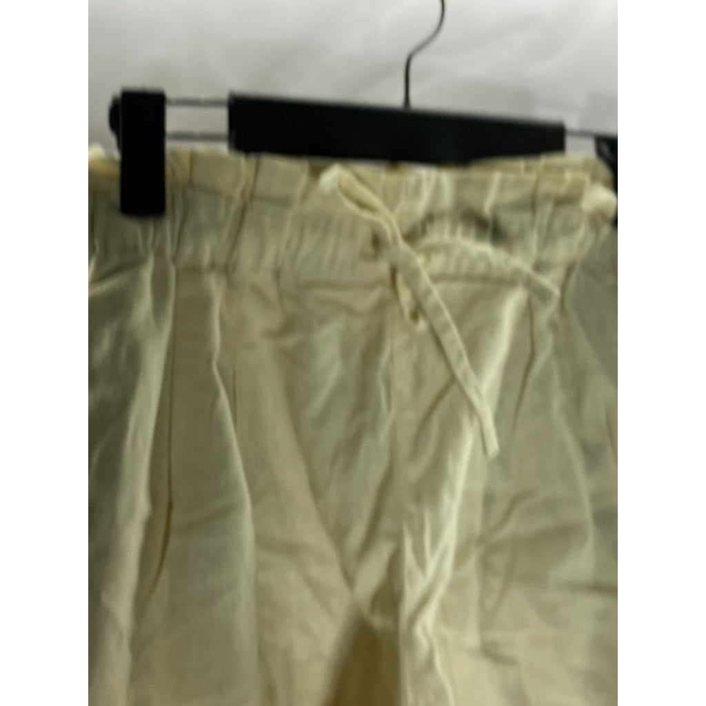 UNIQLO Women's Beige Cotton-Linen Drawstring Casual Shorts SZ S