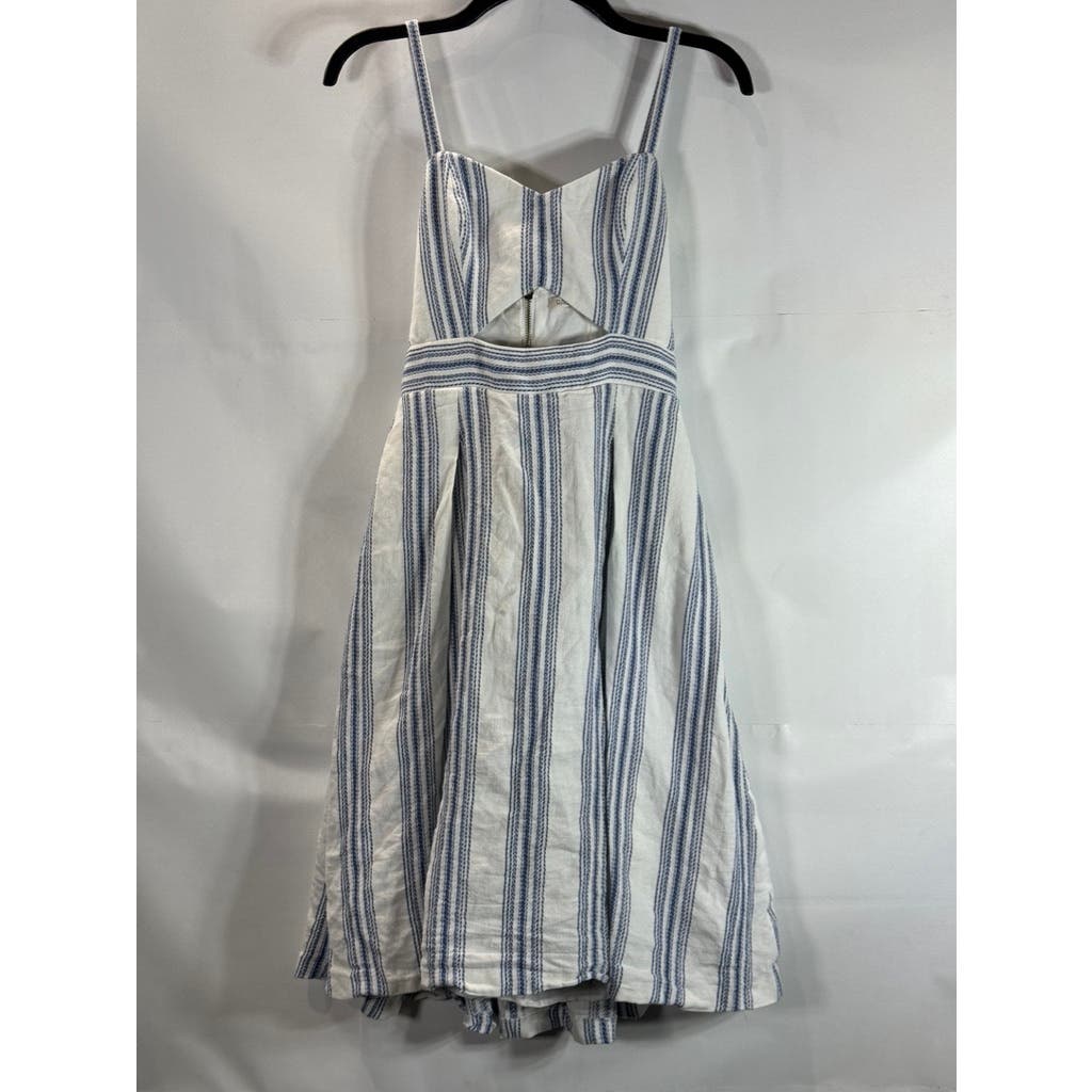 RACHEL RACHEL ROY Women's White/Blue Striped Lola Cutout Knee-Length Dress SZ 4