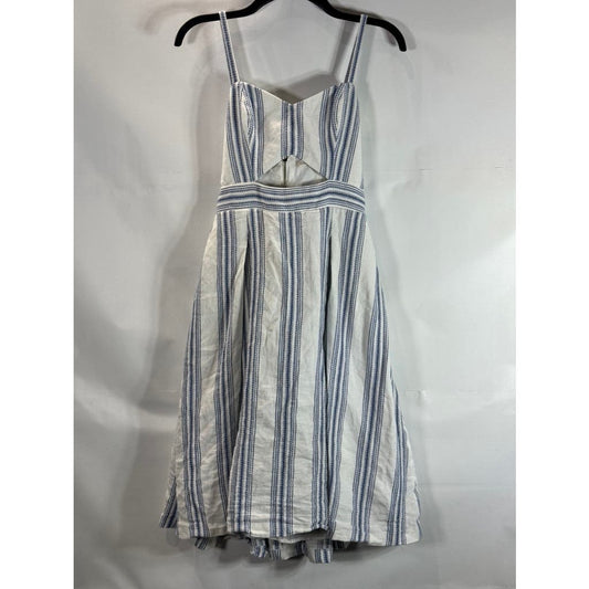 RACHEL RACHEL ROY Women's White/Blue Striped Lola Cutout Knee-Length Dress SZ 4