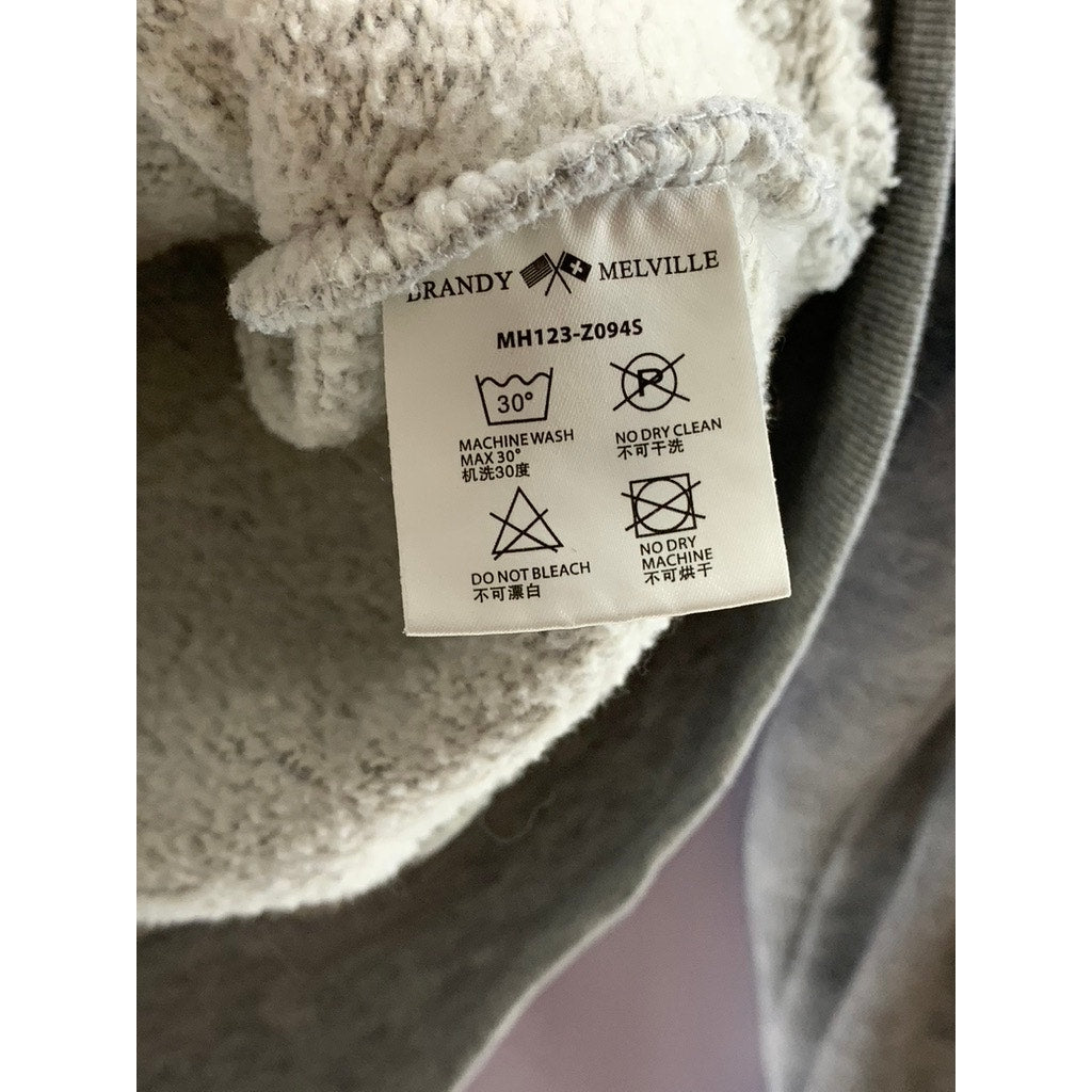 BRANDY MELVILLE Women's Gray Crystal Zip-Up Hooded Long Sleeve Sweater SZ S
