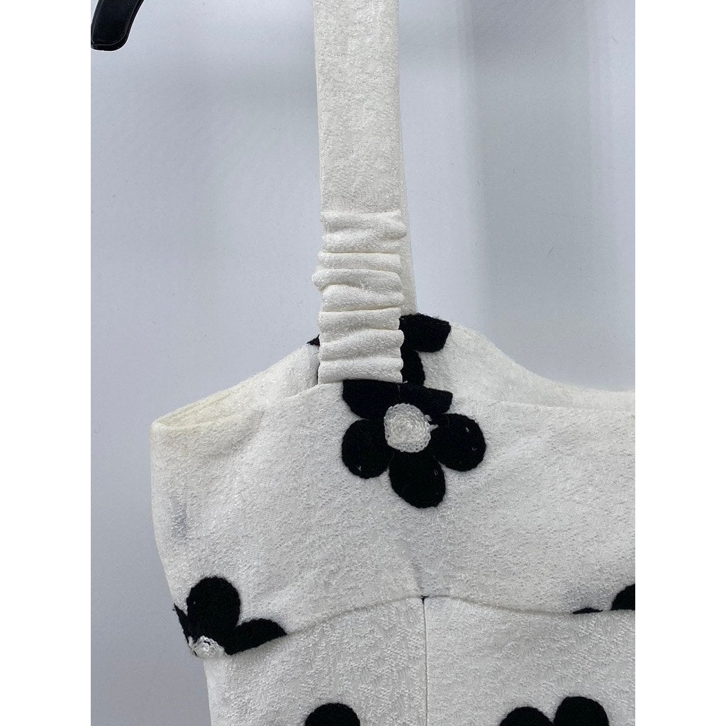 PETITE STUDIO Women's White-Black Tanya Daisy Bodycon Mini Dress SZ S