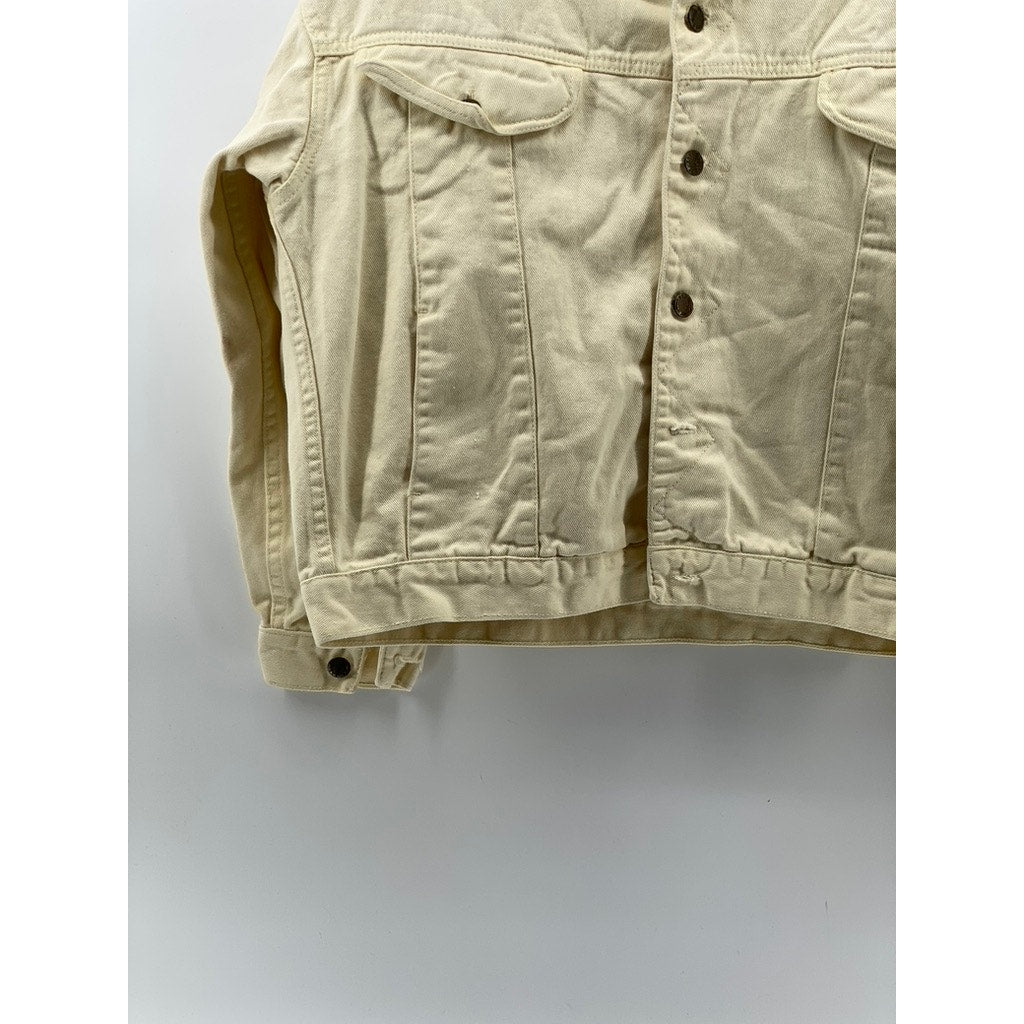 WEATHERED BLUES Women's Cream Denim Button-Up Long Sleeve Jacket SZ S