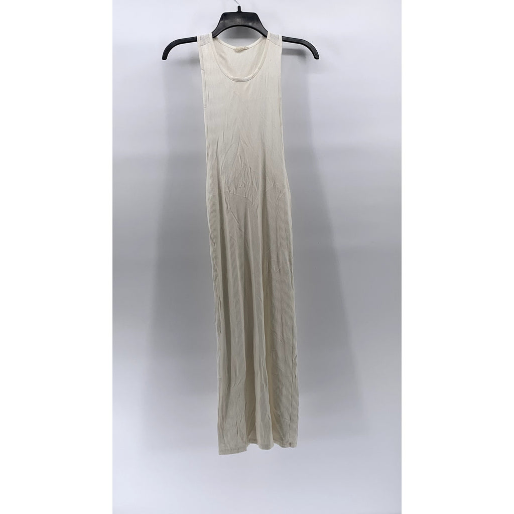 SILENCE+NOISE Women's Off-White Scoop-Neck Ribbed Racerback Midi Dress SZ XS