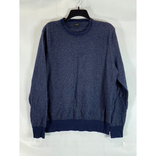 J.CREW Men's Navy Birdseye Stitch Crewneck Cotton-Cashmere Pique Sweater SZ M