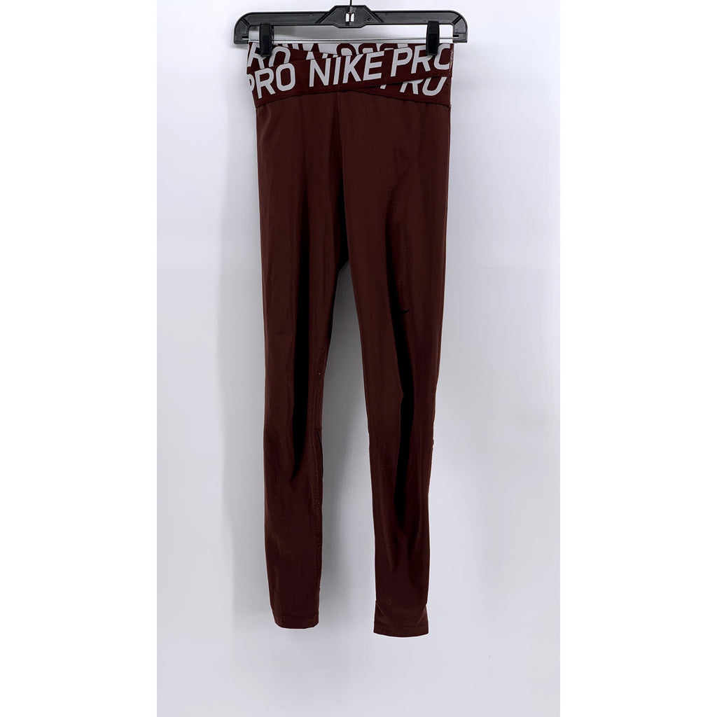 NIKE PRO Women's Brown Intertwist Logo High-Rise Leggings SZ S