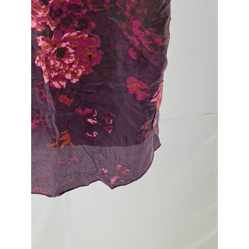 UNDER/WILFRED Women's Burgundy Silk Floral V-Neck Adjustable Strap Camisole SZXS