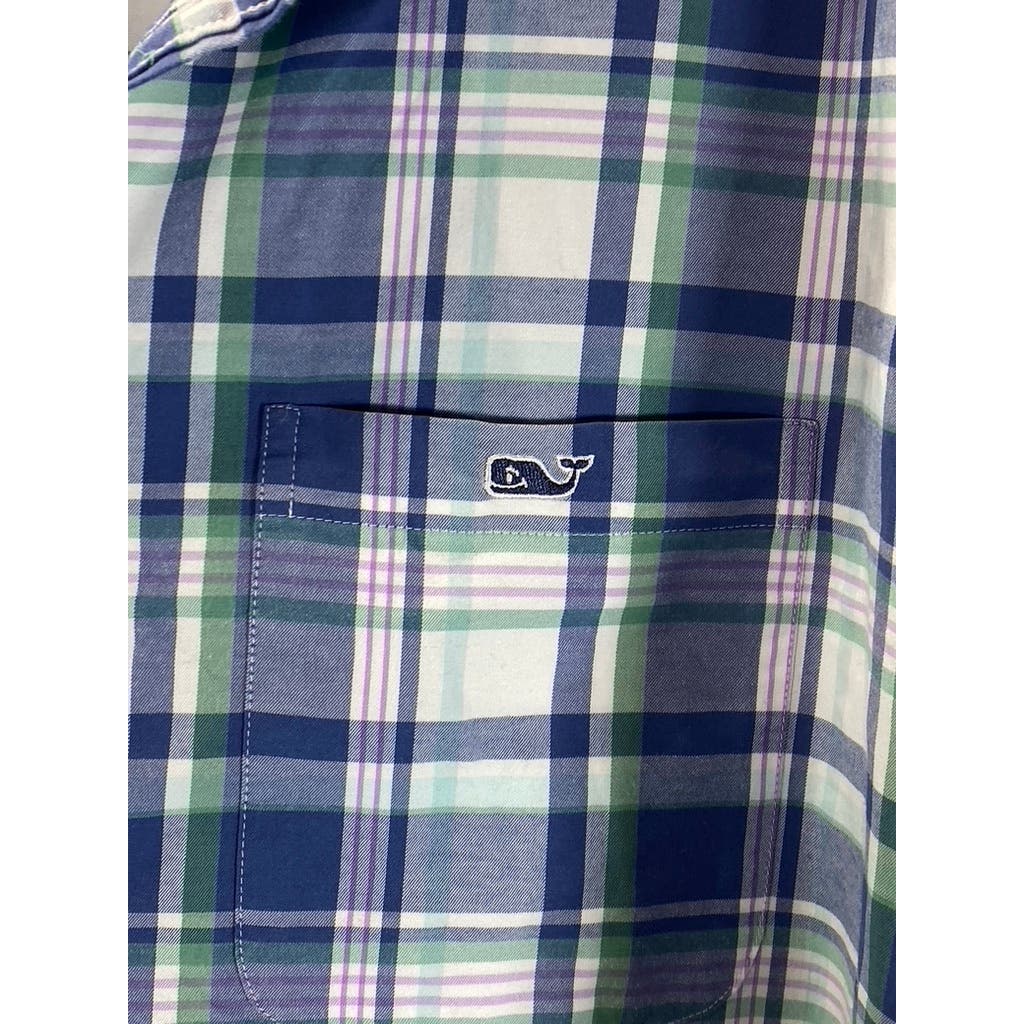 VINEYARD VINES Men's Blue Plaid Otter Rock Classic Cotton Tucker Shirt SZ XL