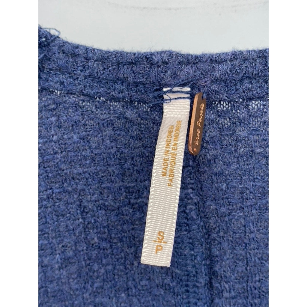 FREE PEOPLE Women's Navy Blue Catalina Scoop-Neck Long Sleeve Thermal Top SZ S