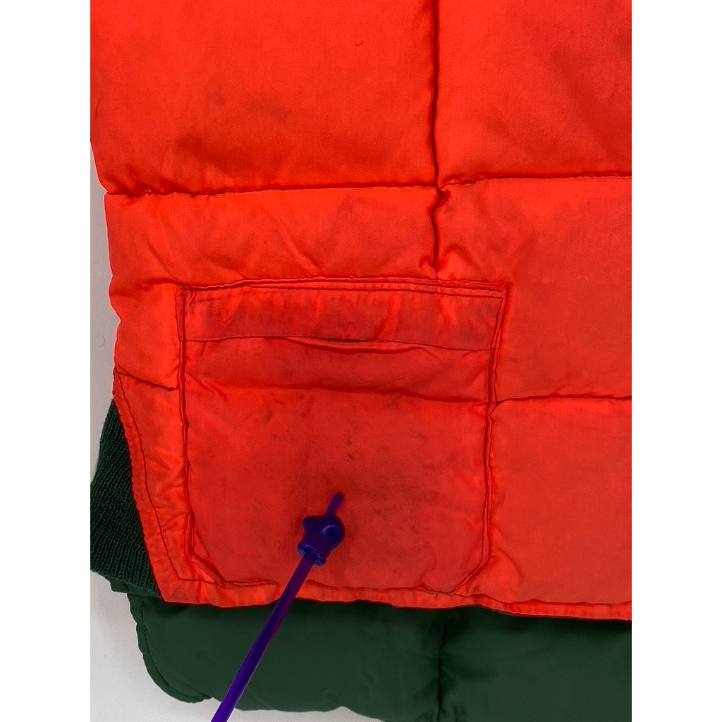 UNBRANDED Men's Forest Green-Orange Reversible Zip-Up Puffer Vest SZ S