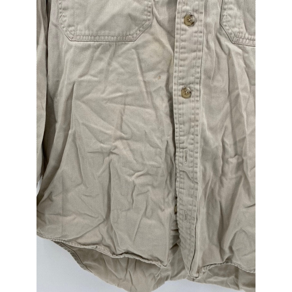 BANANA REPUBLIC Vintage Mens Long Sleeve Beige Button Up SZ (M)