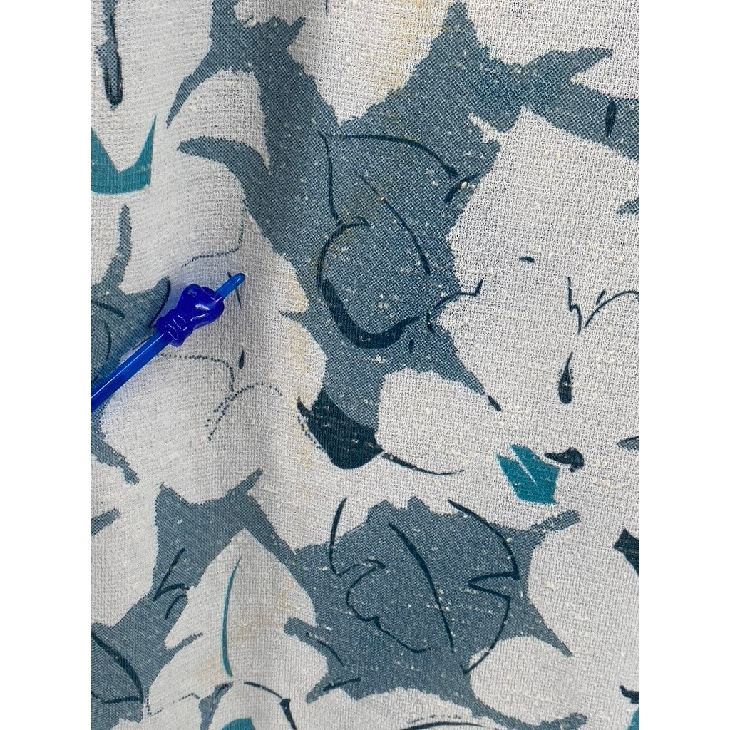 UNBRANDED Women's Blue-White Floral Print Open-Front Shawl Collar Blazer SZ L