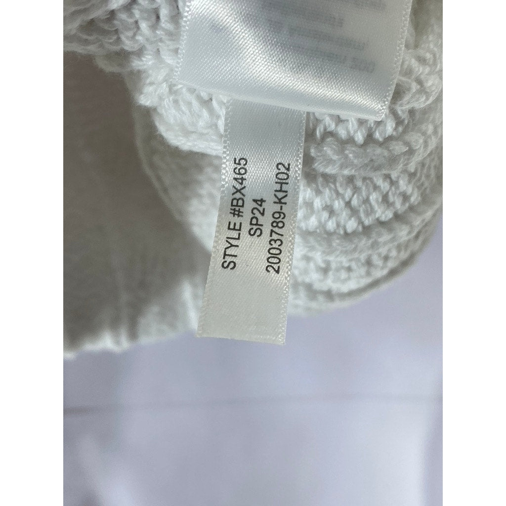 J.CREW Women's White Cable-Knit Crewneck Long Sleeve Cropped Sweater SZ M