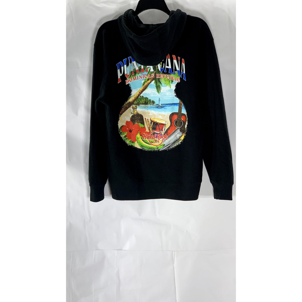 HARD ROCK Men's Black Punta Cana Dominican Republic Graphic Zip-Up Sweater SZ M