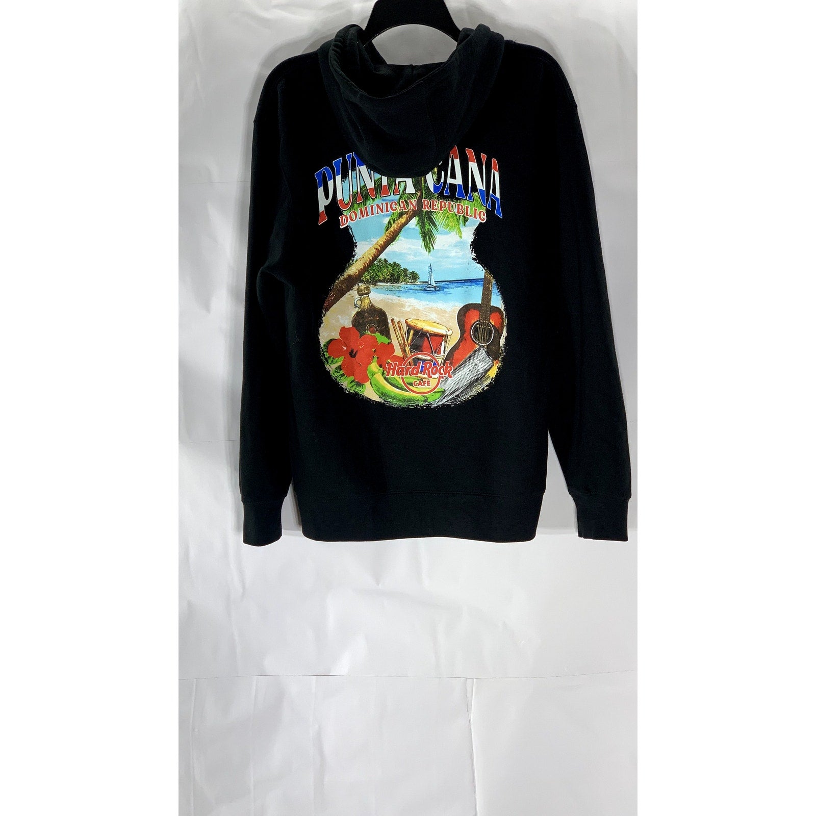 HARD ROCK Men's Black Punta Cana Dominican Republic Graphic Zip-Up Sweater SZ M
