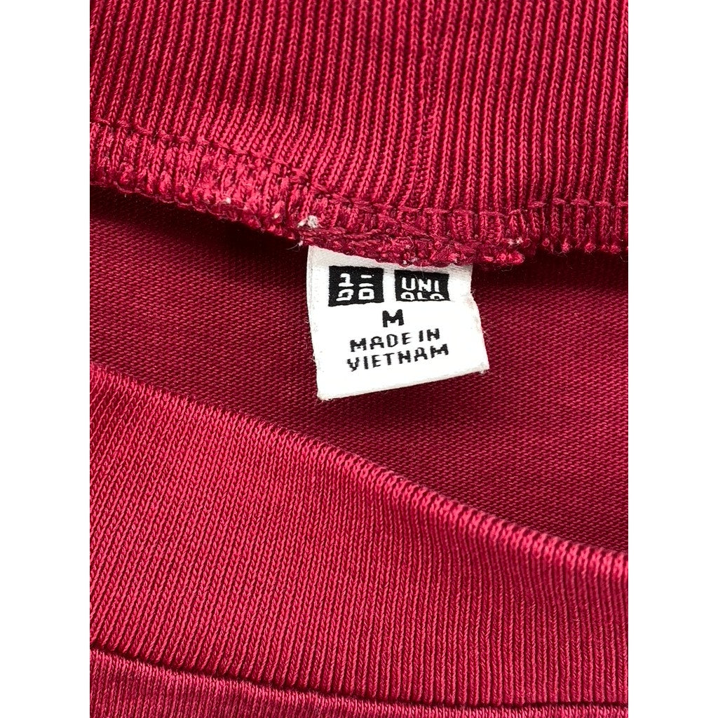 UNIQLO Women's Burgundy Crewneck French Short Sleeve Mercerized Top SZ M