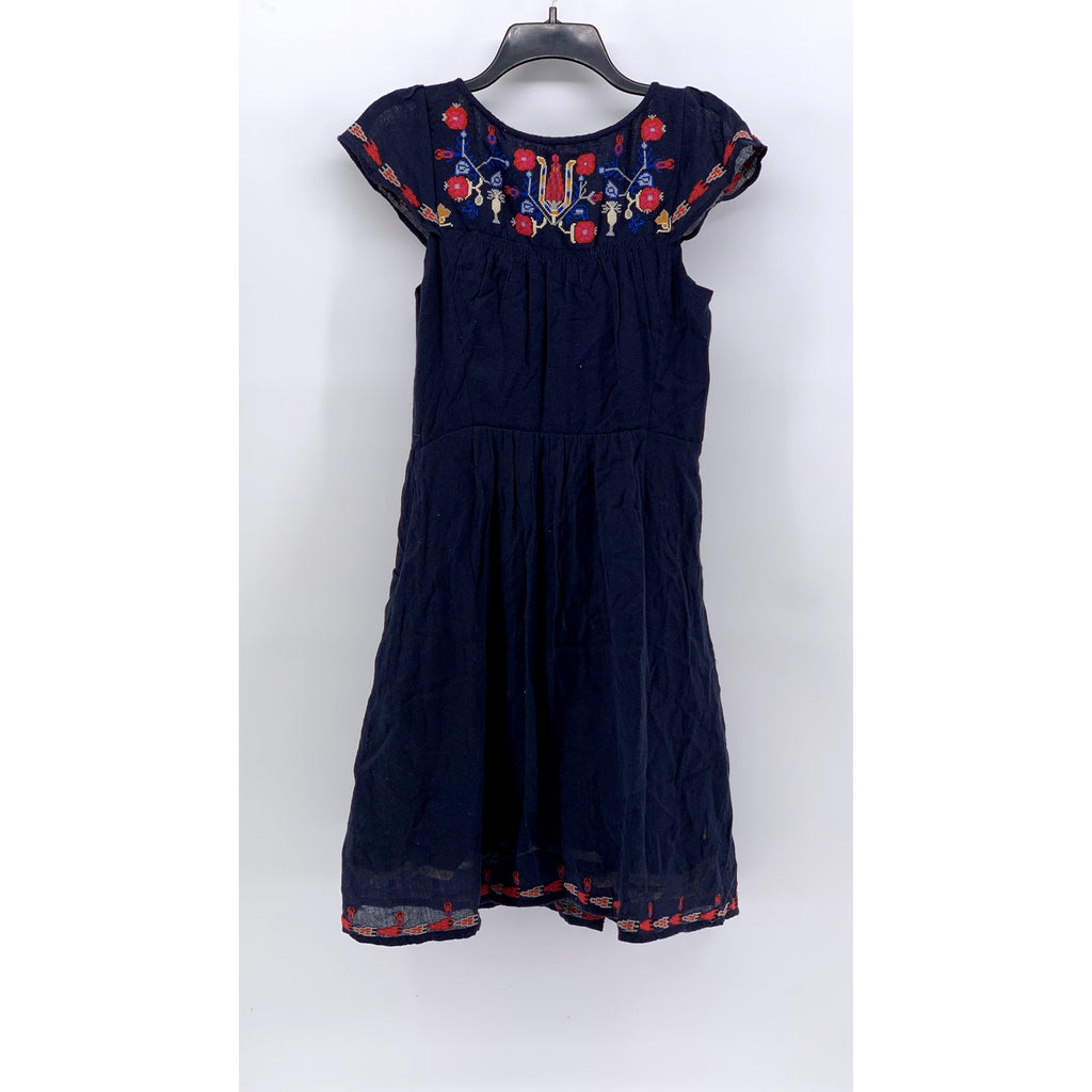 FLOREAT Women's Navy Embroidered Wool-Blend Short Sleeve Dress SZ 4