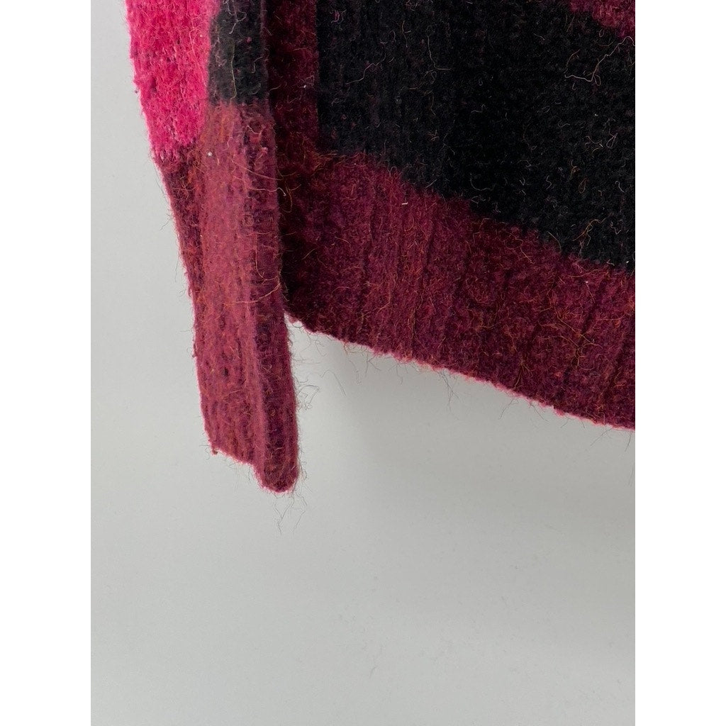 AQUA Women's Black-Pink Knit Camo Turtleneck Long Sleeve Pullover Sweater SZ M