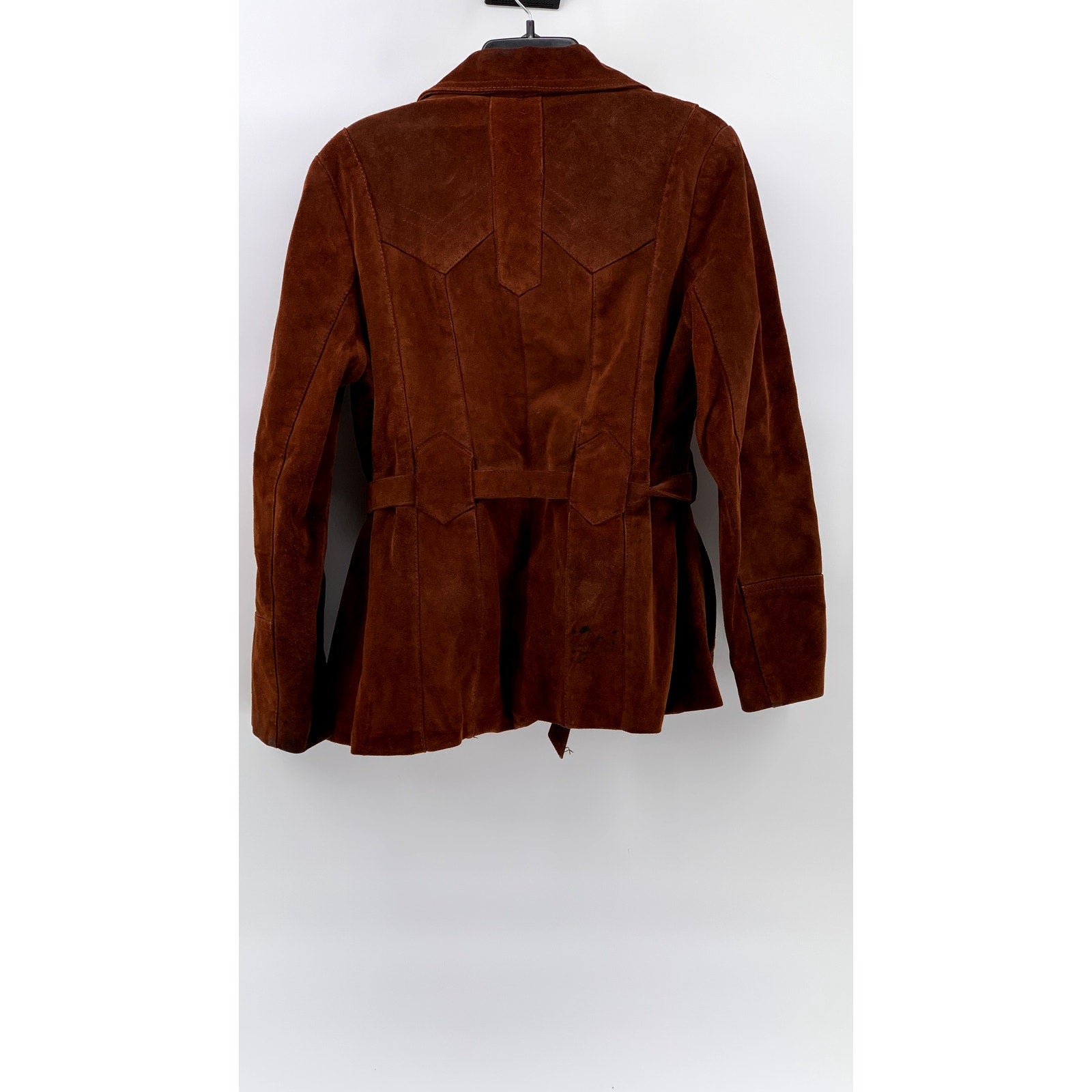 BERMAN'S THE LEATHER EXPERTS Women's Cognac Vintage Leather Belted Jacket SZ 14