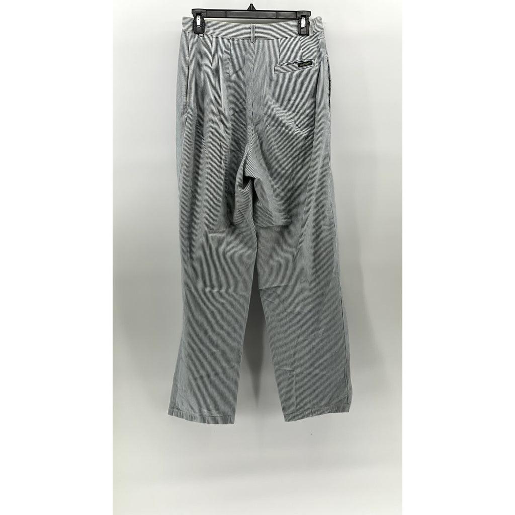 HARVE BENARD Women's Vintage Blue-White Striped Pleated Straight-Leg Pant SZ 8