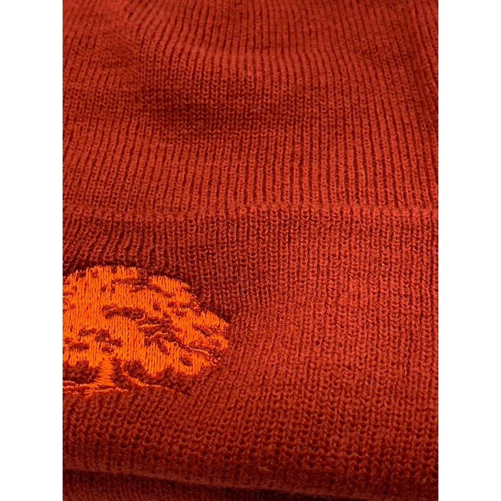 HOTEL Men's Dark Red Ribbed Embroidered Tree Cuffed Beanie SZ OS