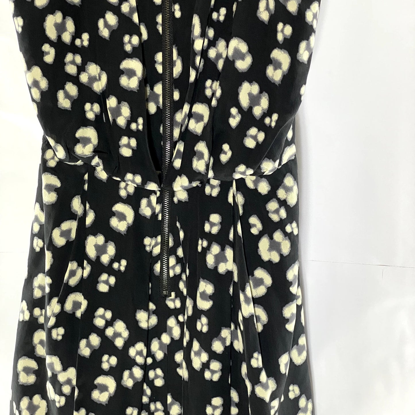 REBECCA TAYLOR Women's Black Animal Cheetah Printed Silk Fit & Flare Dress SZ 6