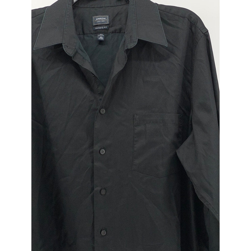 ARROW Men's Black Classic Fit Button-Up Long Sleeve Shirt SZ 16.5 32/33