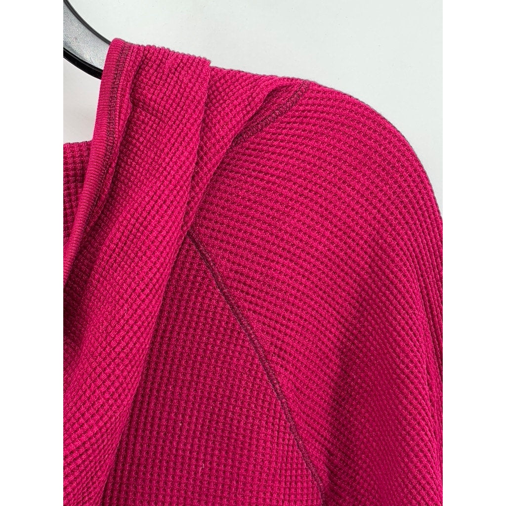 OLD NAVY Women's Vintage Perfect Fit Waffle Knit Henley Hooded Top SZ L