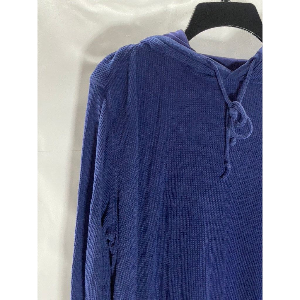 7 FOR ALL MANKIND Men's Dark Blue Long Sleeve Pullover Hooded Shirt SZ L