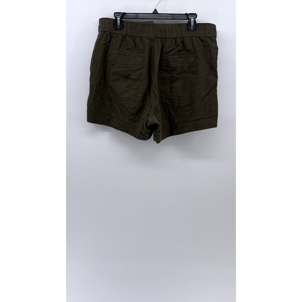 MATTY M Women's Olive Green Linen-Blend High-Waist Casual Shorts SZ M